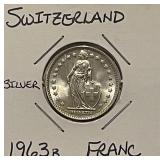 Silver 1963 Swiss Franc