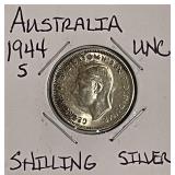 Silver 1944S Australia Shilling