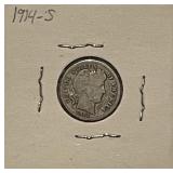 1914S Silver Barber Dime