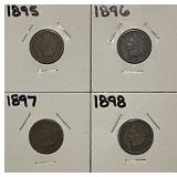 1895, 96, 97, 98 Indian Cents