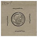 1916 Silver Barber Dime