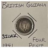 Silver 1941 Br.Guiana 4 Pence