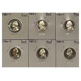 Six PROOF Jefferson Nickels
