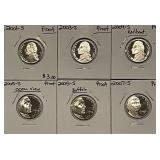 Six PROOF Jefferson Nickels