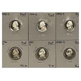 Six PROOF Jefferson Nickels