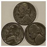 Three Silver War Nickels