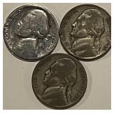 Three Silver War Nickels