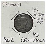 1862 Spain 10 Centimos