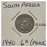 Silver 1940 S.Africa 6 Pence