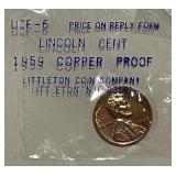PROOF Littleton Pkg. 1959 Cent