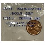 UNC Littleton Pkg. 1955S Cent