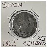 1862 Spain 25 Centimos