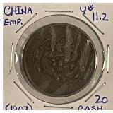 1907 China 20 Cash Y11.2