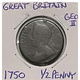 1750 Gr.Brit. 1/2 Penny George II