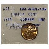 UNC Littleton Pkg. 1945 Cent