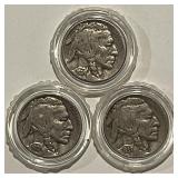 (3) Buffalo Nickels 1935S, 36, 37D