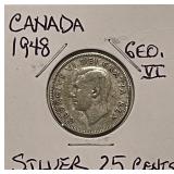 Silver 1948 Canada 25c