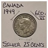 Silver 1949Canada 25c
