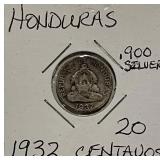 Silver 1932 Honduras 20 Centavos