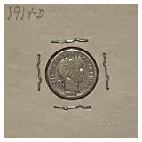 1914D Silver Barber Dime