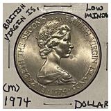 1974 Low Mintage Br.V.Islands Dollars