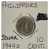 Silver 1944D Philippines 10c