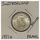 Silver 1957 Swiss Franc