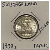 Silver 1958 Swiss Franc