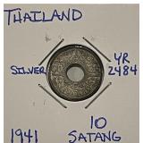 Silver 1941 Thailand 10 Satang