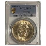 Cert. MS66 1948 Mexico Silver 5 Pesos