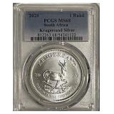 Cert. MS68 S.Africa Silver Rand