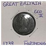1739 Gr.Brit. Farthing GEO II