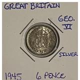 Silver 1945 Gr.Brit 3 Pence