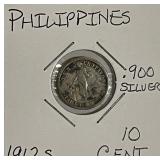Silver 1912S Philippines 10C