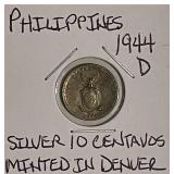 Silver 1944D Philippines 10C