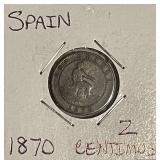 1870 Spain 2 Centimos