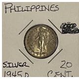 Silver 1945D Philippines 20C