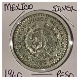 Silver 1960 Mexico Peso