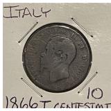 1866T Italy 10 Centesimi