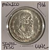 Silver 1966 Mexico Peso
