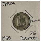 Silver 1958 Syria 25 Piastres