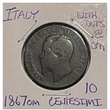 1867om Italy 10 Centesimi