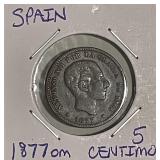 1877om Spain 5 Centimos