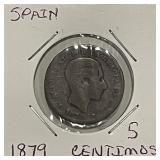 1879om  Spain 5 Centimos