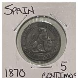 1870 Spain 5 Centimos