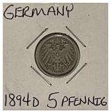 Germany 1894D 5 Pfennig