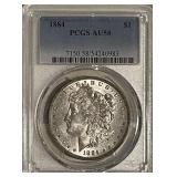 Cert. AU58 1884 Silver Morgan Dollar