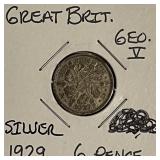 Silver 1929 Gr.Brit. 6 Pence