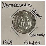 Silver 1964 Netherlands Gulden