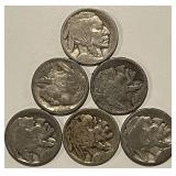 Six no date Buffalo Nickels